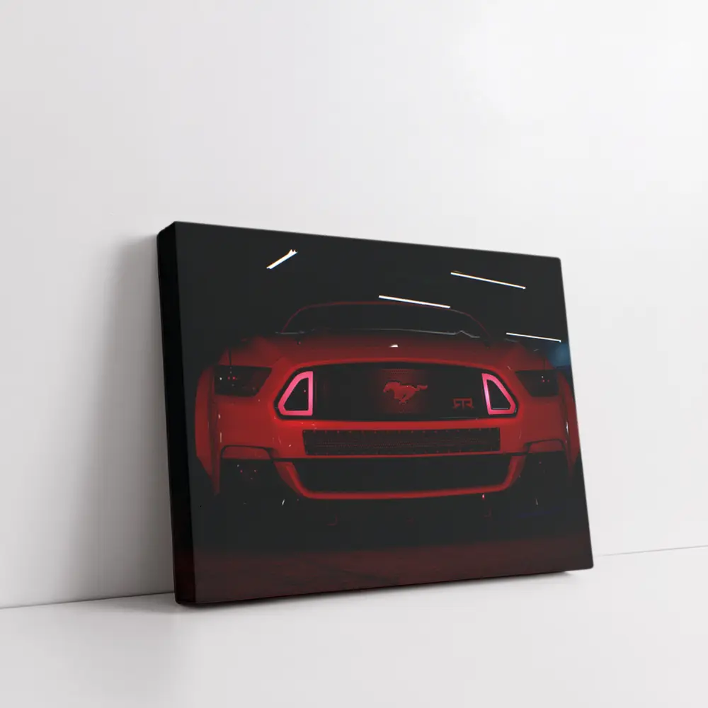 Ford Mustang RTR Red Neon Dark Garage – Wall Art