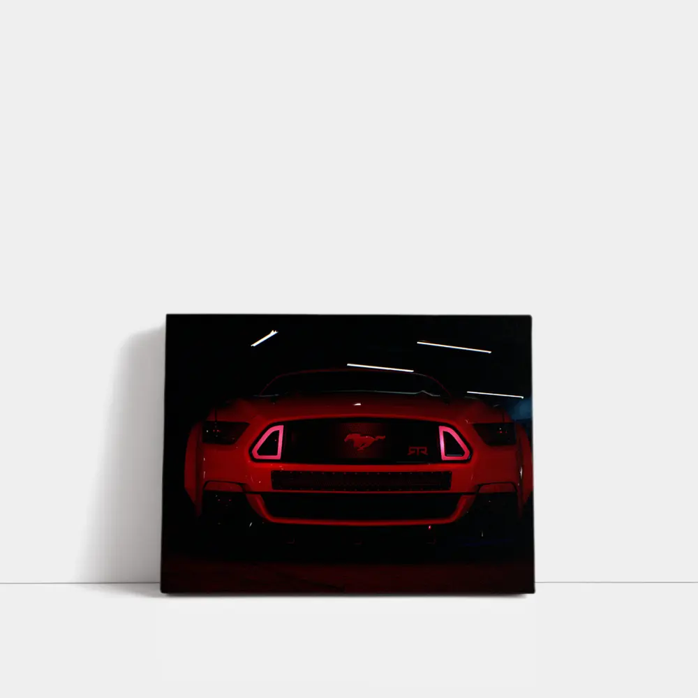 Ford Mustang RTR Red Neon Dark Garage – Wall Art