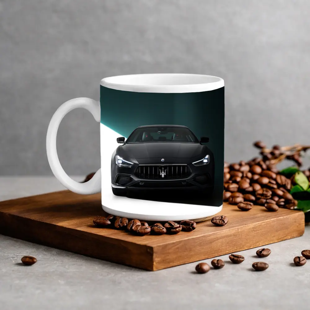 Maserati Ghibli Black Front Studio Shot – Mugs