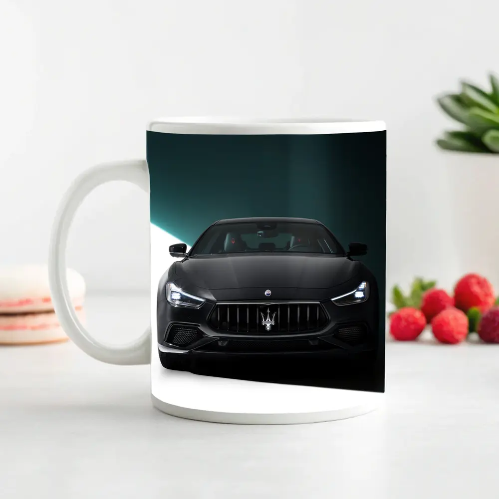 Maserati Ghibli Black Front Studio Shot – Mugs