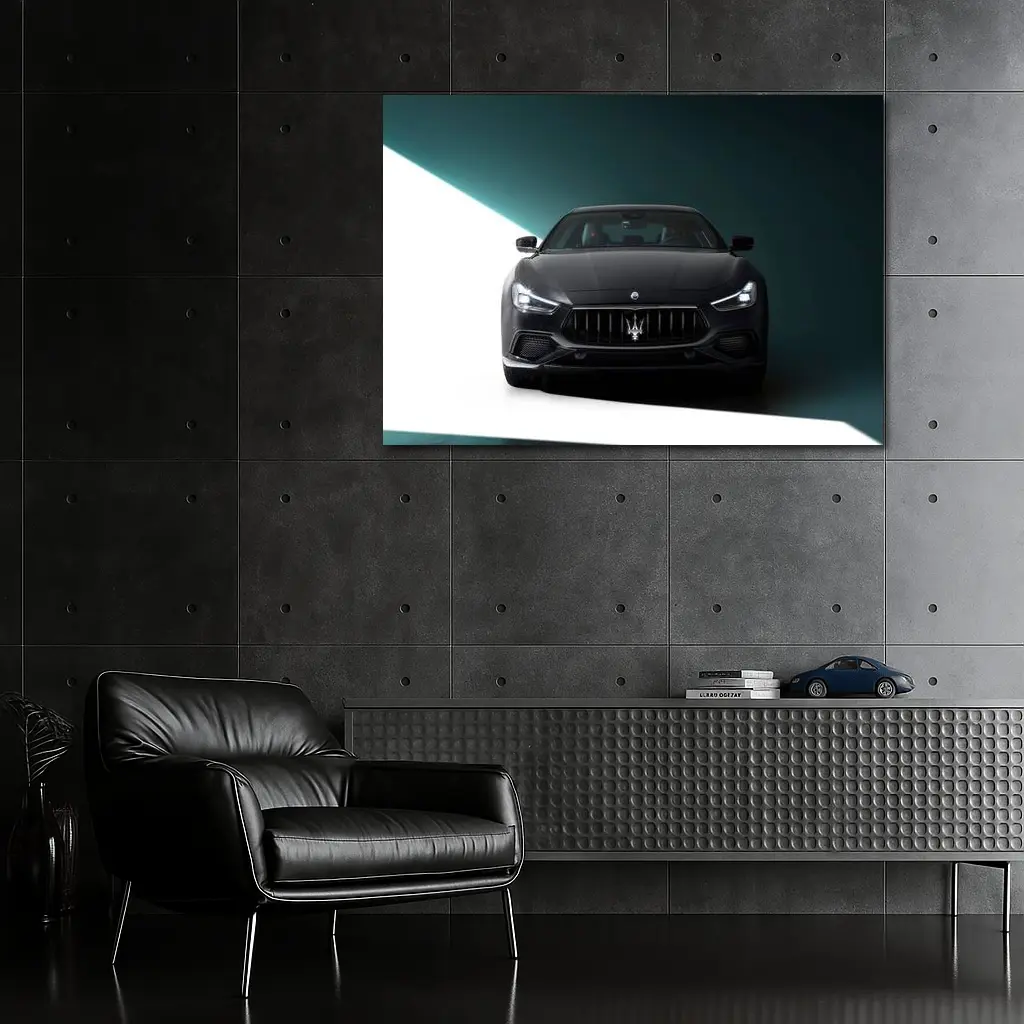 Maserati Ghibli Black Front Studio Shot – Wall Art