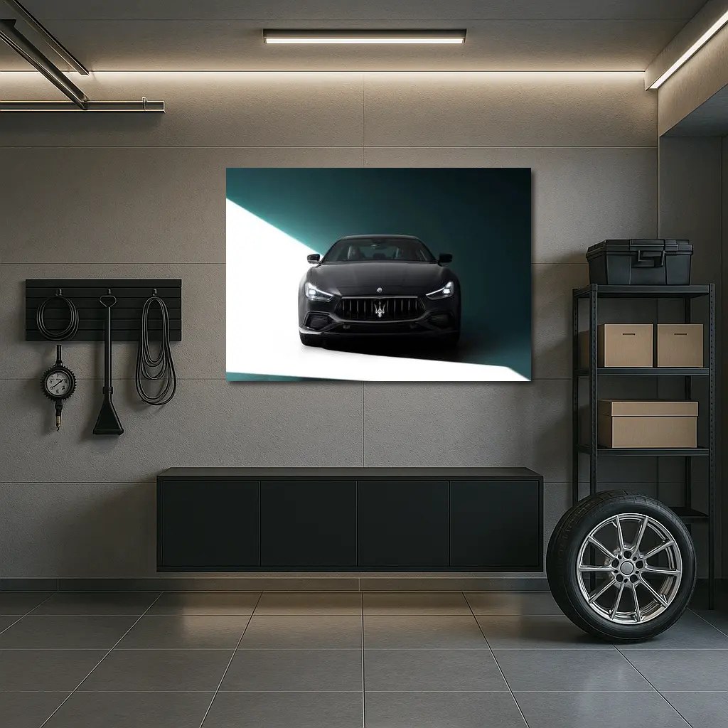 Maserati Ghibli Black Front Studio Shot – Wall Art