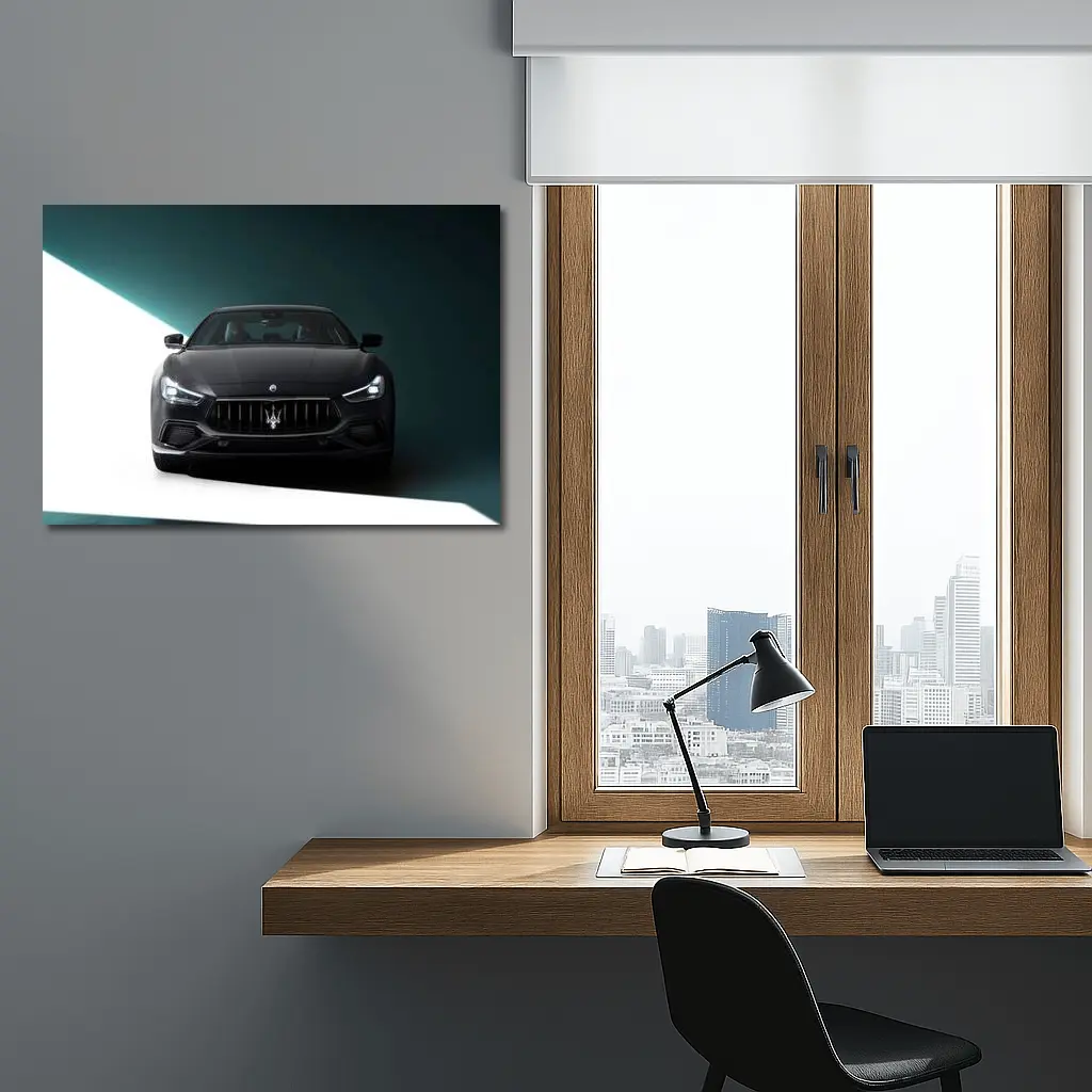 Maserati Ghibli Black Front Studio Shot – Wall Art