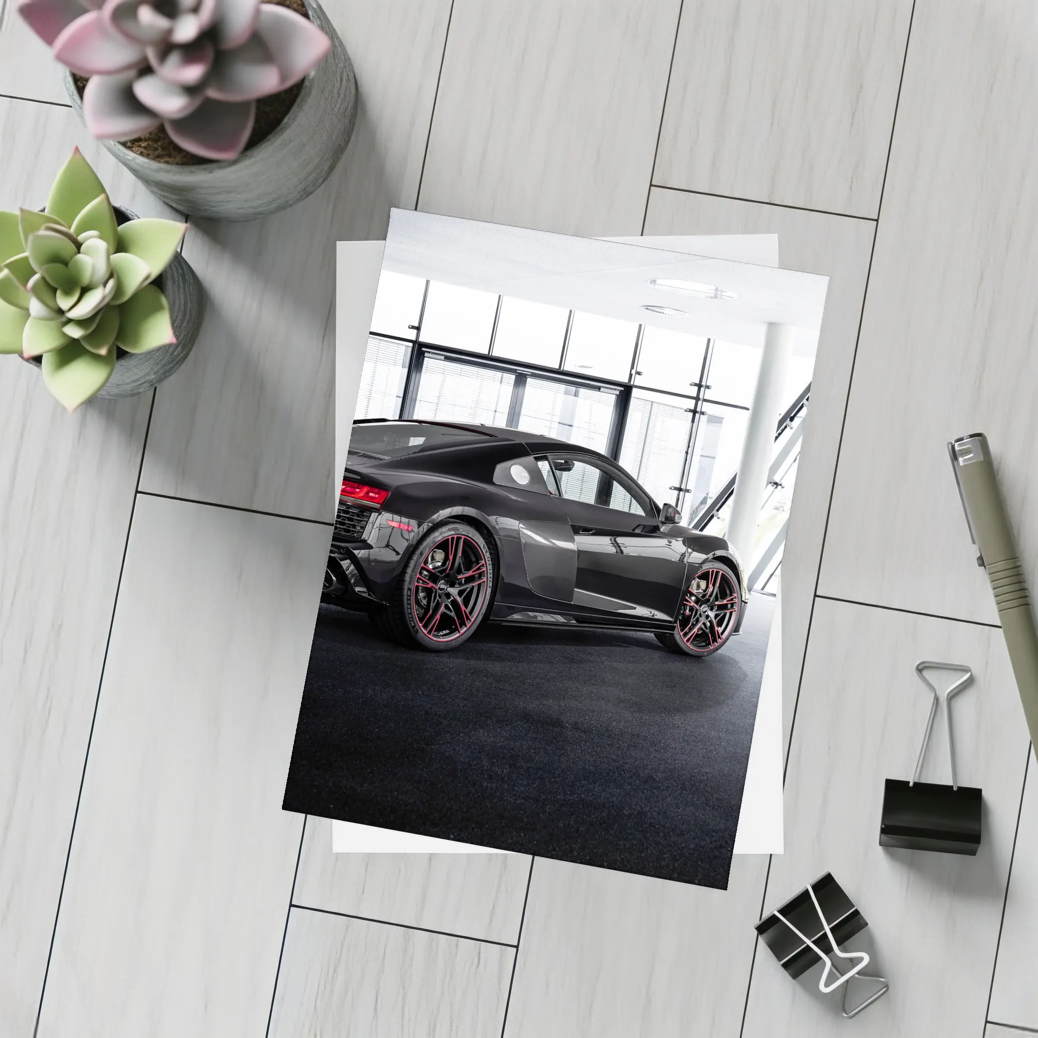 Audi R8 Black Coupe Indoor Showroom – Postcards