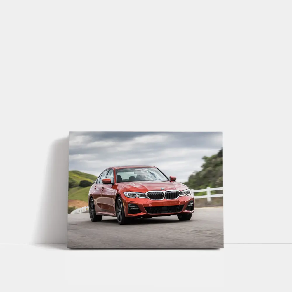 BMW 3 Series Red Sedan On Road – Wall Art