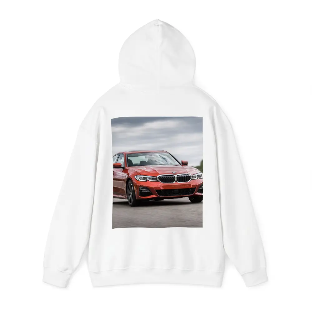 BMW 3 Series Red Sedan On Road – Hoodies