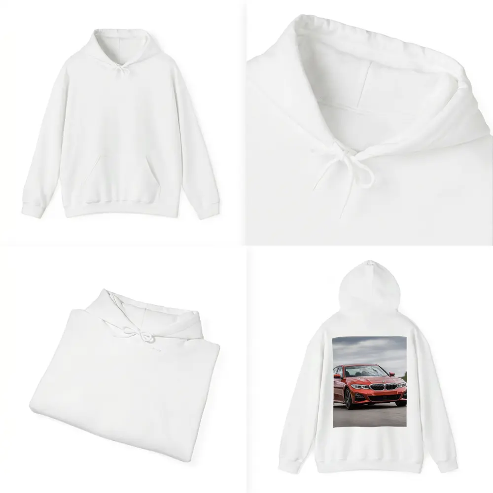 BMW 3 Series Red Sedan On Road – Hoodies