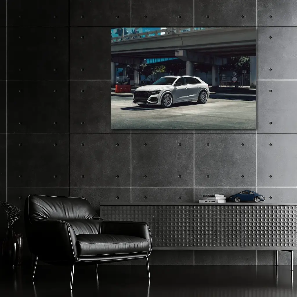 Audi RSQ8 White SUV Urban Street Scene – Wall Art