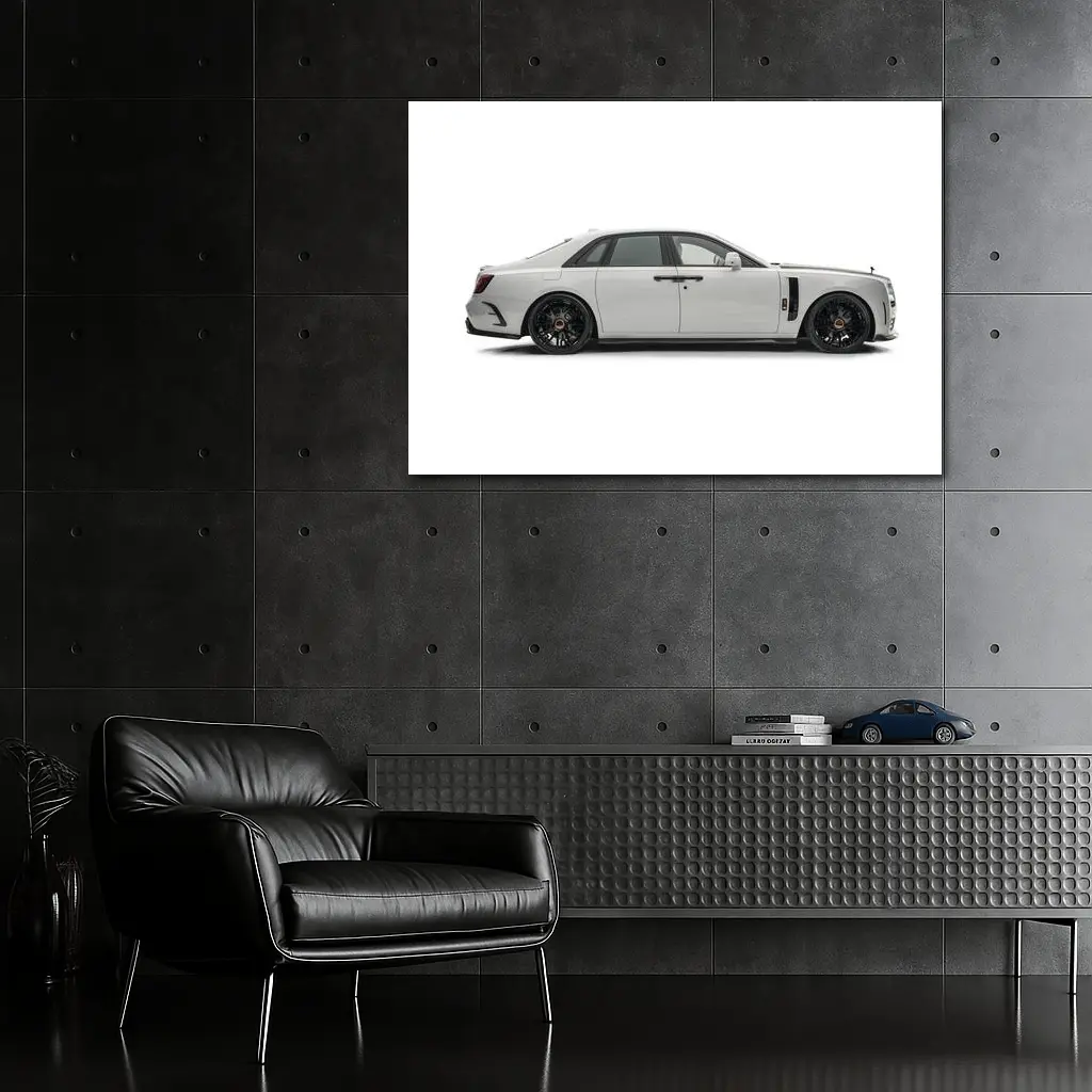 Rolls Royce Ghost White Luxury Sedan Side View – Wall Art