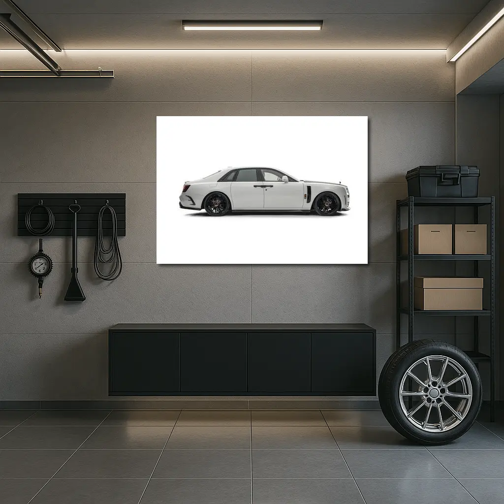 Rolls Royce Ghost White Luxury Sedan Side View – Wall Art