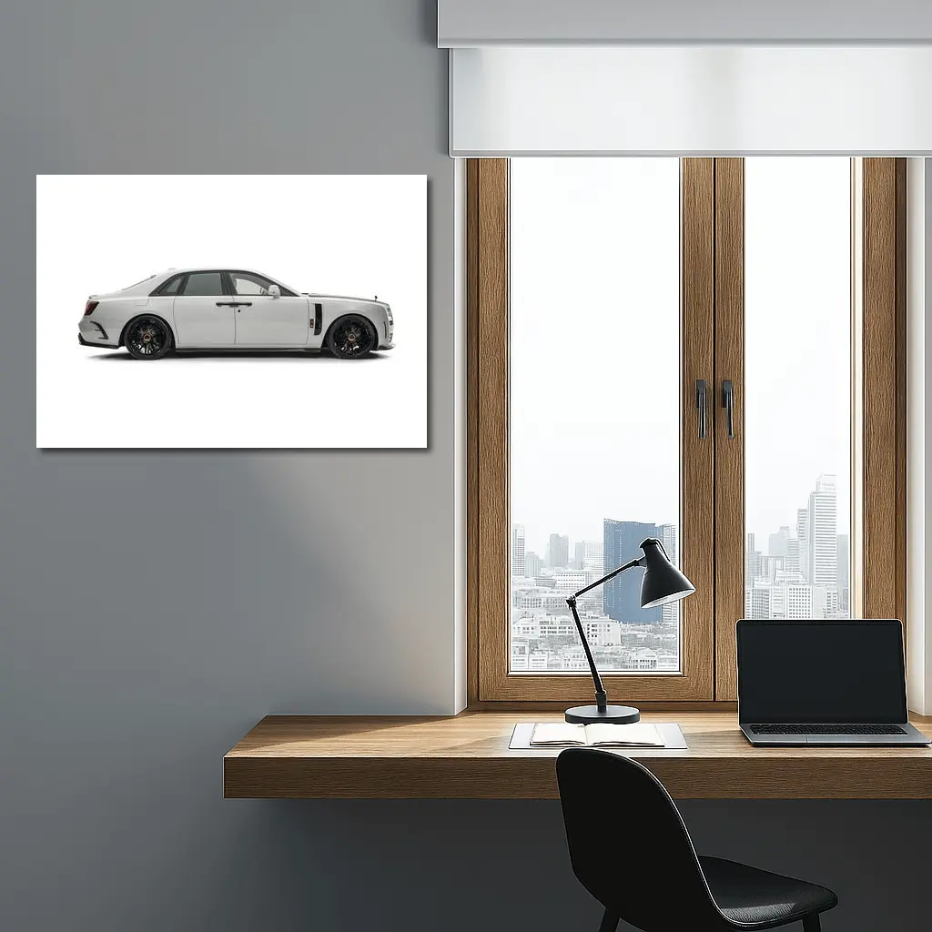 Rolls Royce Ghost White Luxury Sedan Side View – Wall Art