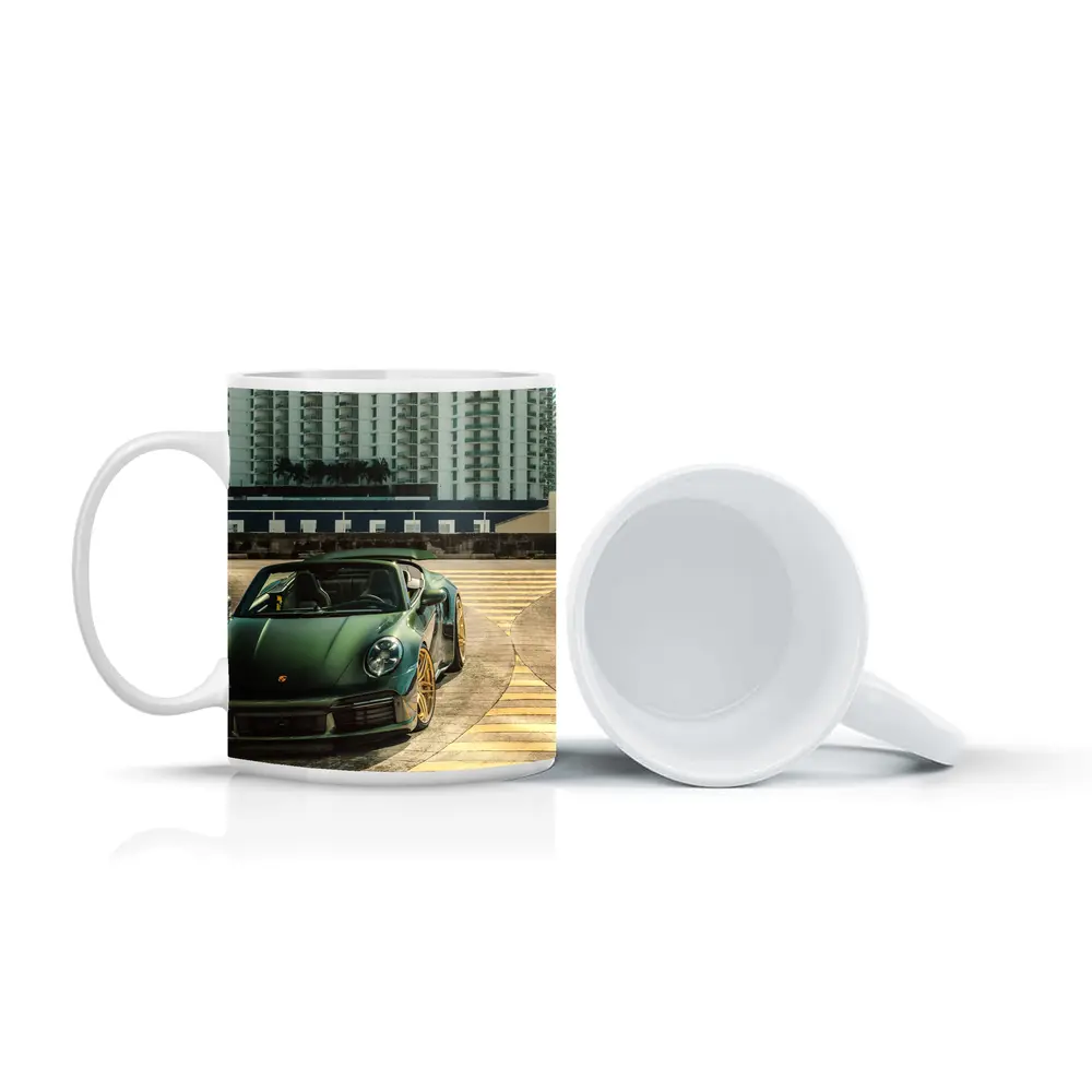 Porsche 911 Green City Waterfront Parking – Mugs