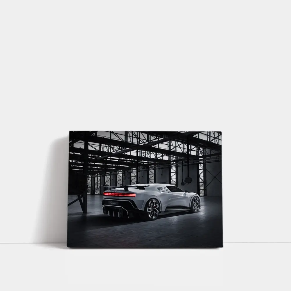 Bugatti Centodieci Silver Hypercar Industrial Warehouse – Wall Art