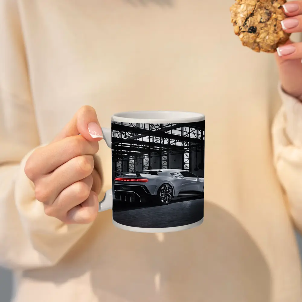 Bugatti Centodieci Silver Hypercar Industrial Warehouse – Mugs