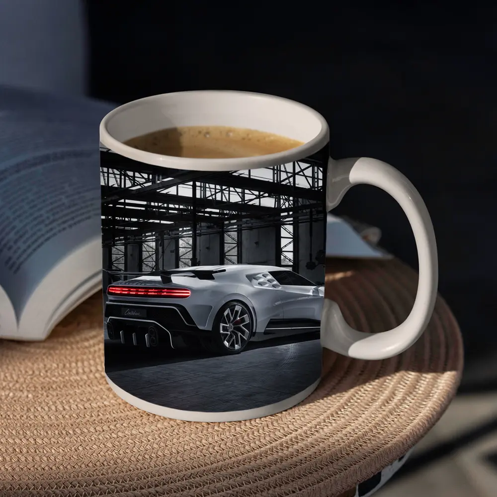 Bugatti Centodieci Silver Hypercar Industrial Warehouse – Mugs