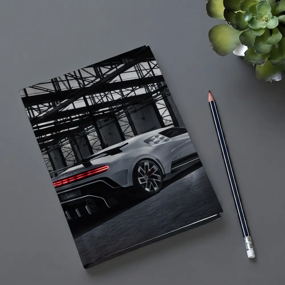 Bugatti Centodieci Silver Hypercar Industrial Warehouse – Notebooks