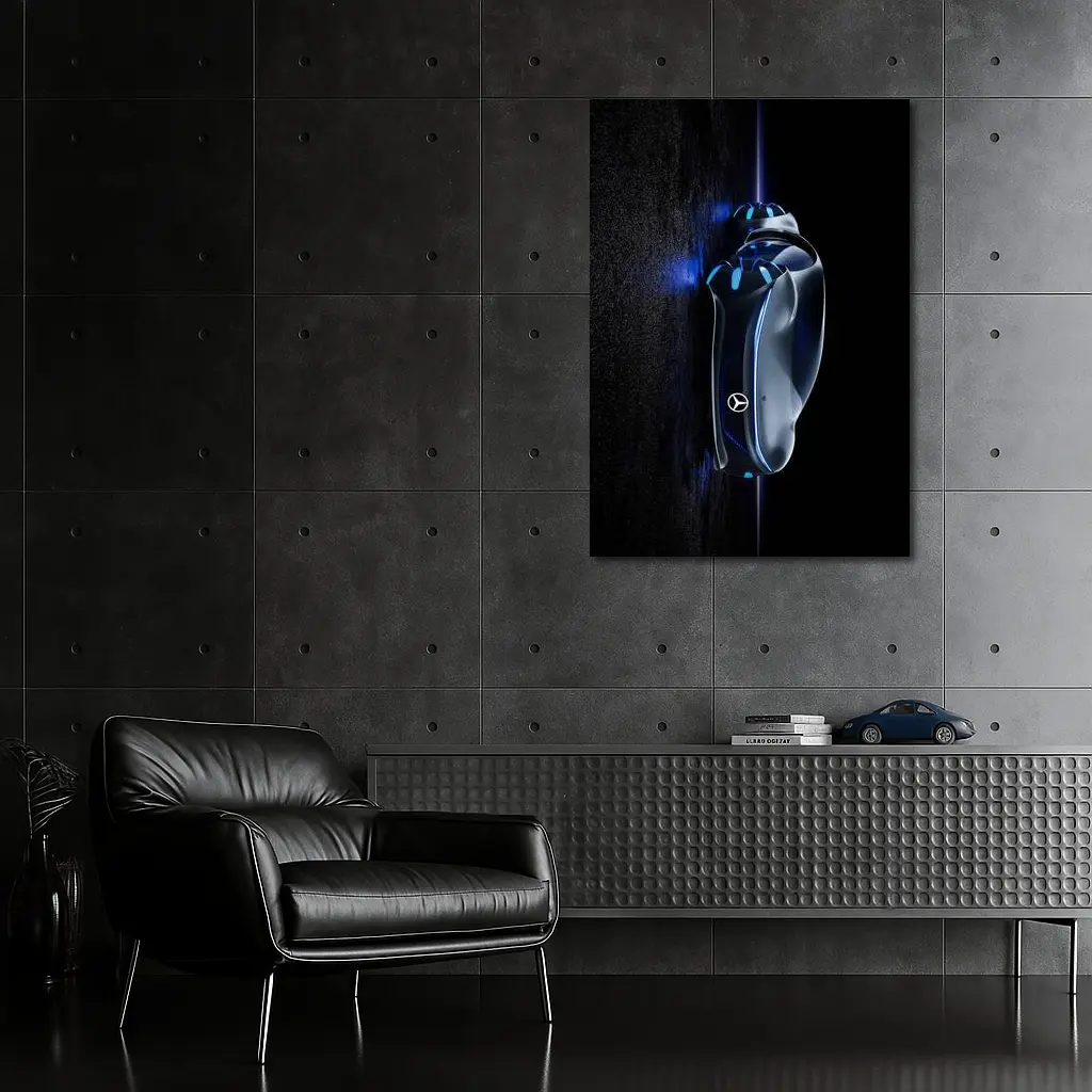 Mercedes Futuristic Concept Car Key Dark Background – Wall Art