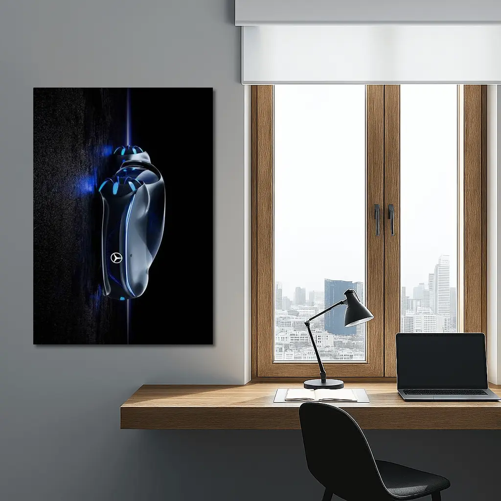 Mercedes Futuristic Concept Car Key Dark Background – Wall Art