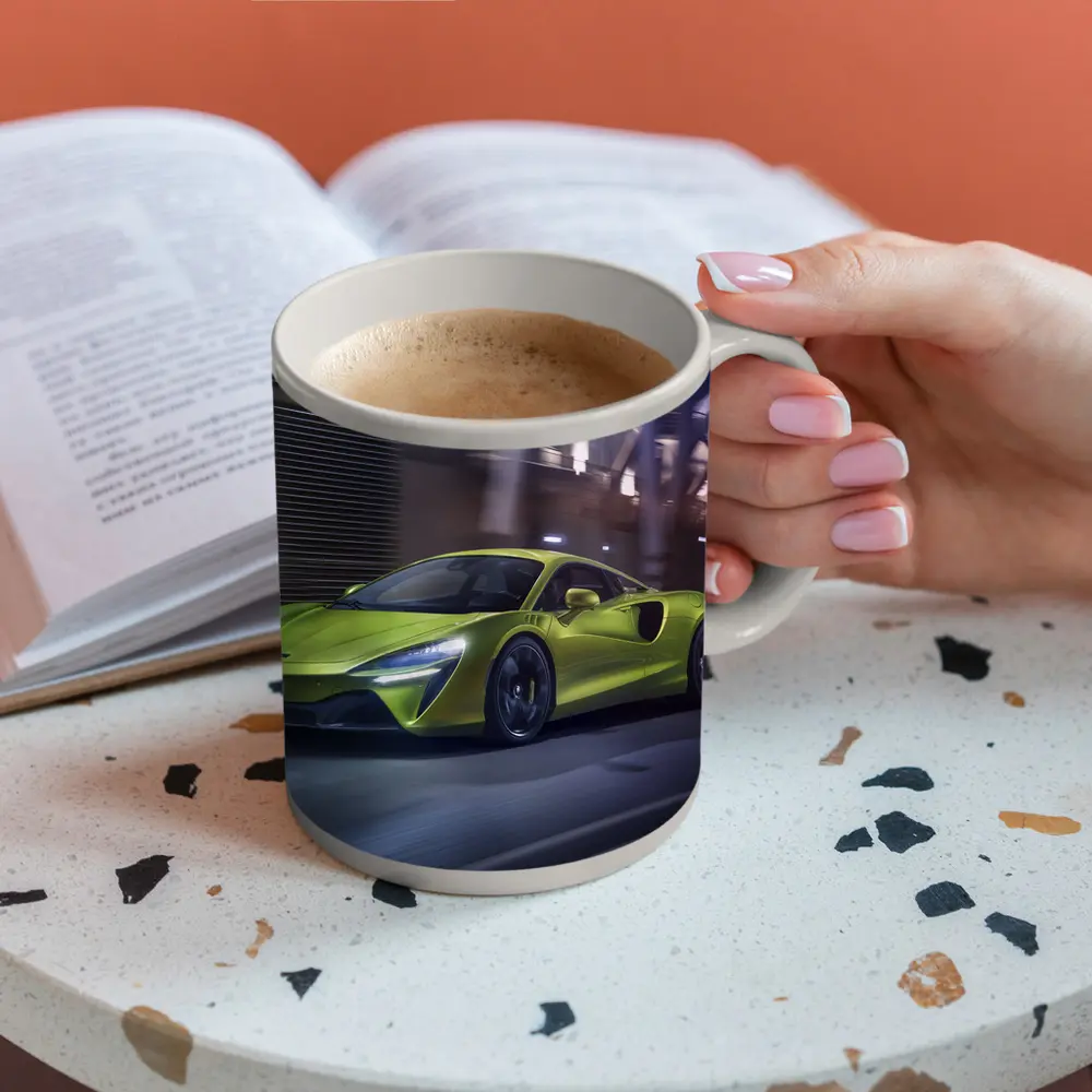 McLaren Artura Green Supercar City Night – Mugs