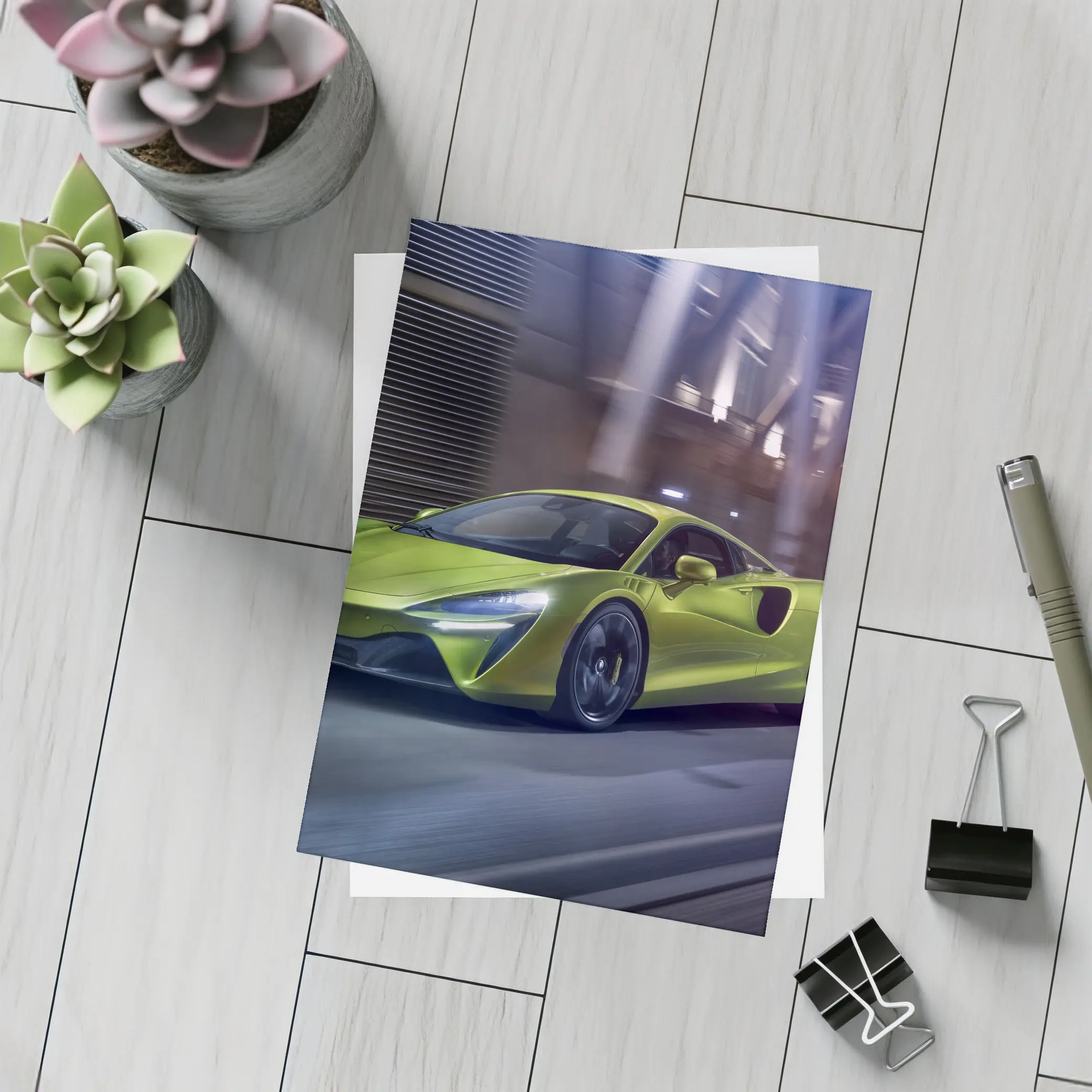 McLaren Artura Green Supercar City Night – Postcards
