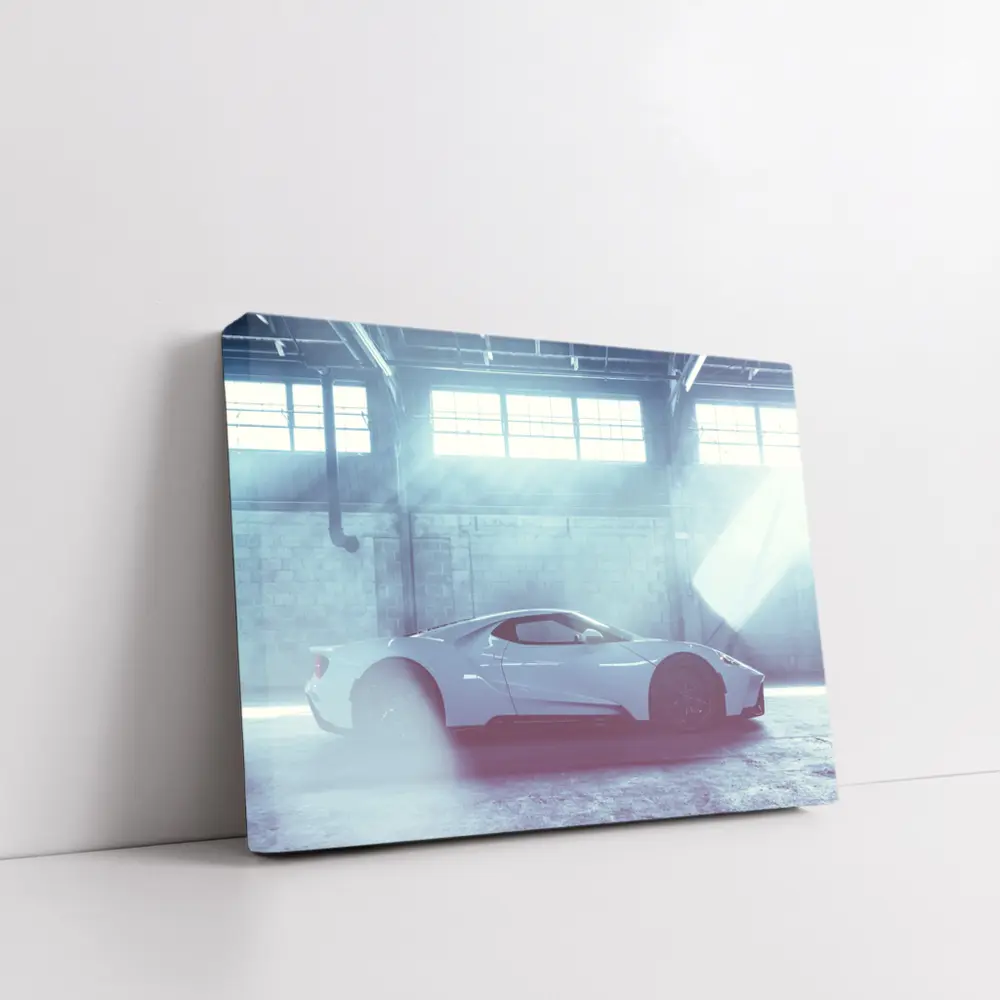 Ford GT Supercar In Smoky Warehouse – Wall Art