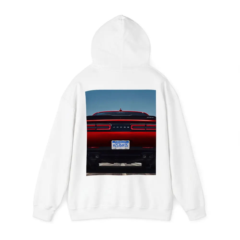 Dodge Challenger Rear View Red Muscle Car – Hoodies