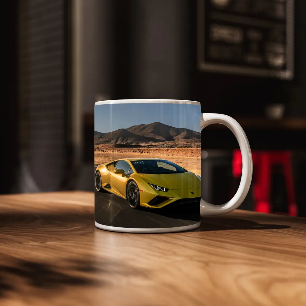 Lamborghini Huracan Yellow Desert Road Drive – Mugs