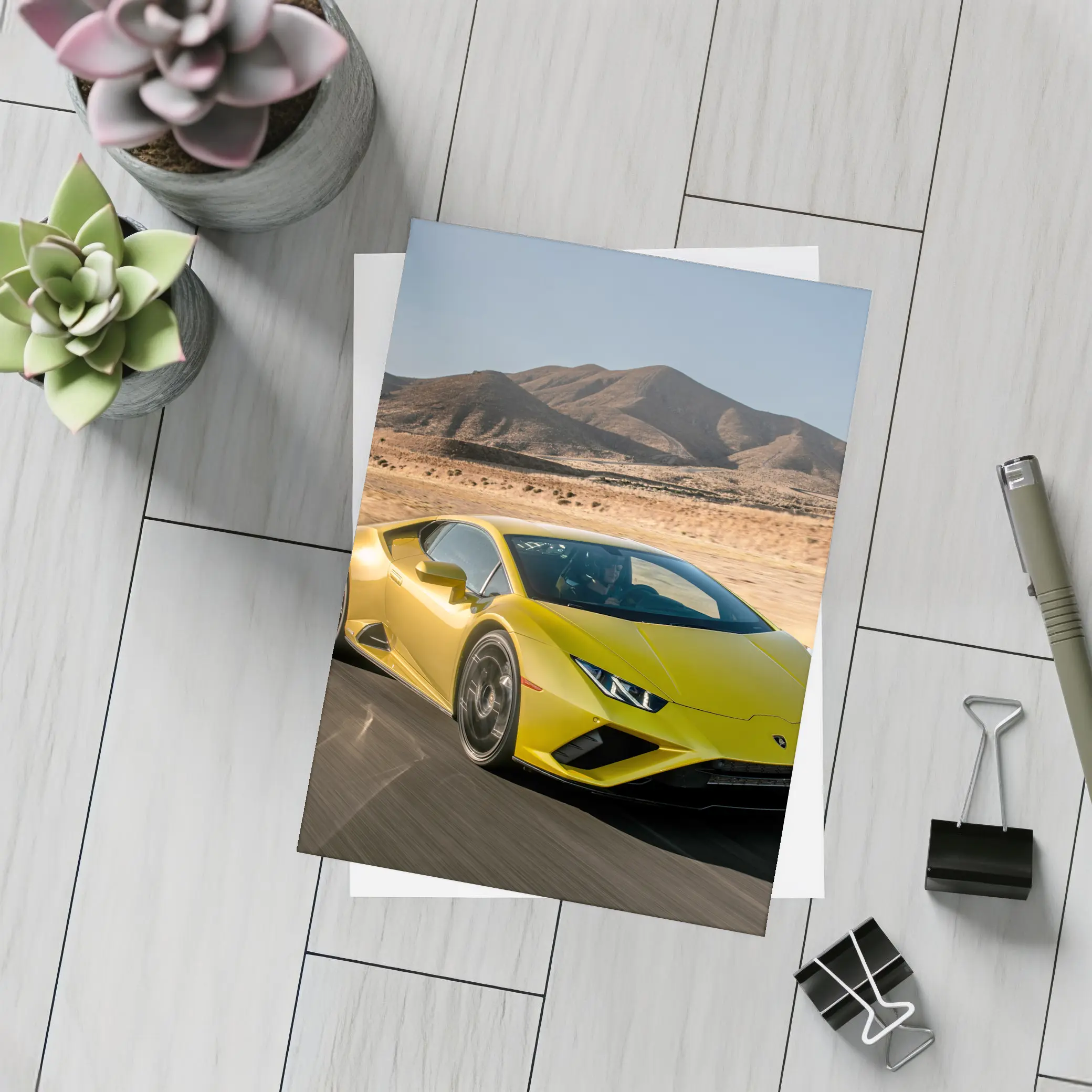 Lamborghini Huracan Yellow Desert Road Drive – Postcards