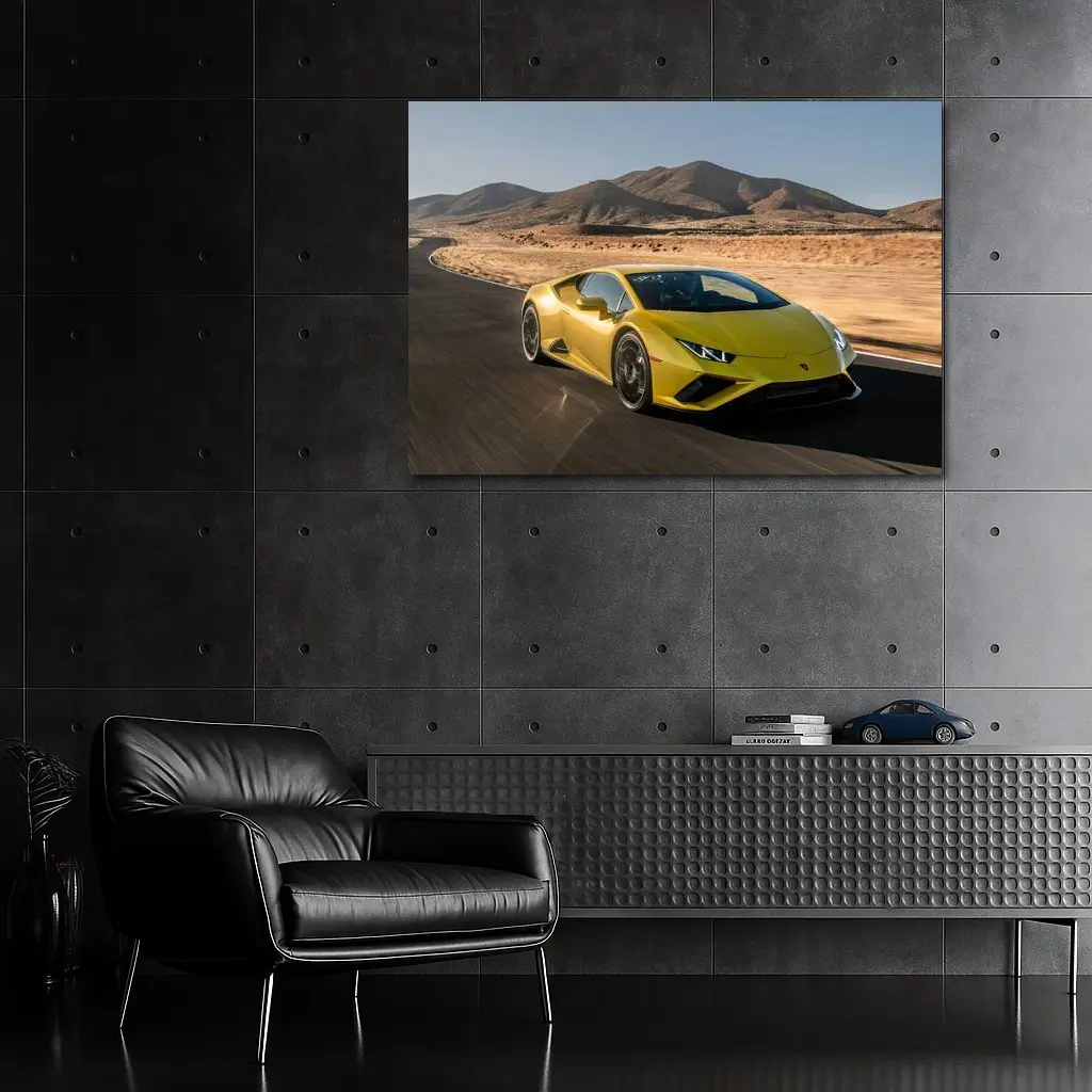 Lamborghini Huracan Yellow Desert Road Drive – Wall Art