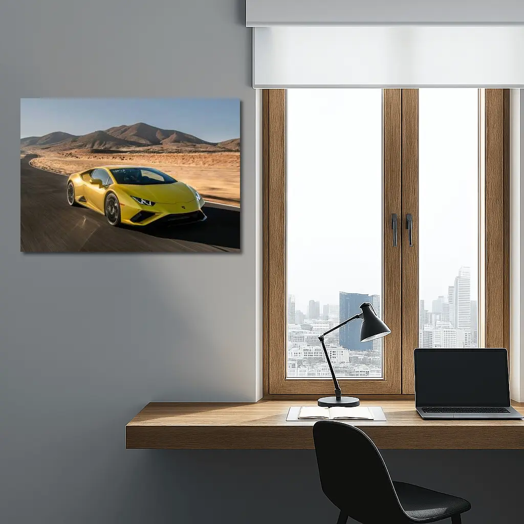 Lamborghini Huracan Yellow Desert Road Drive – Wall Art