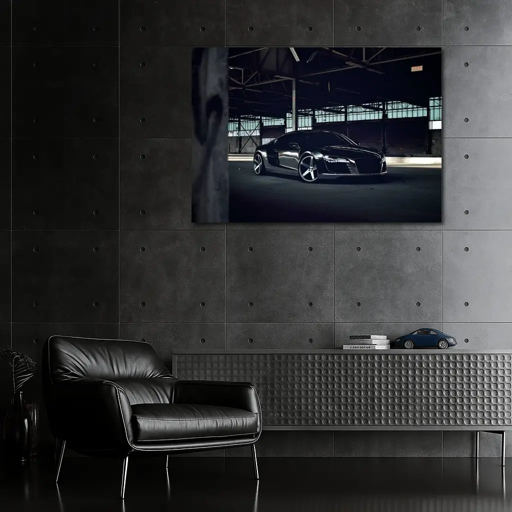 Audi R8 Black Supercar Dark Warehouse – Wall Art