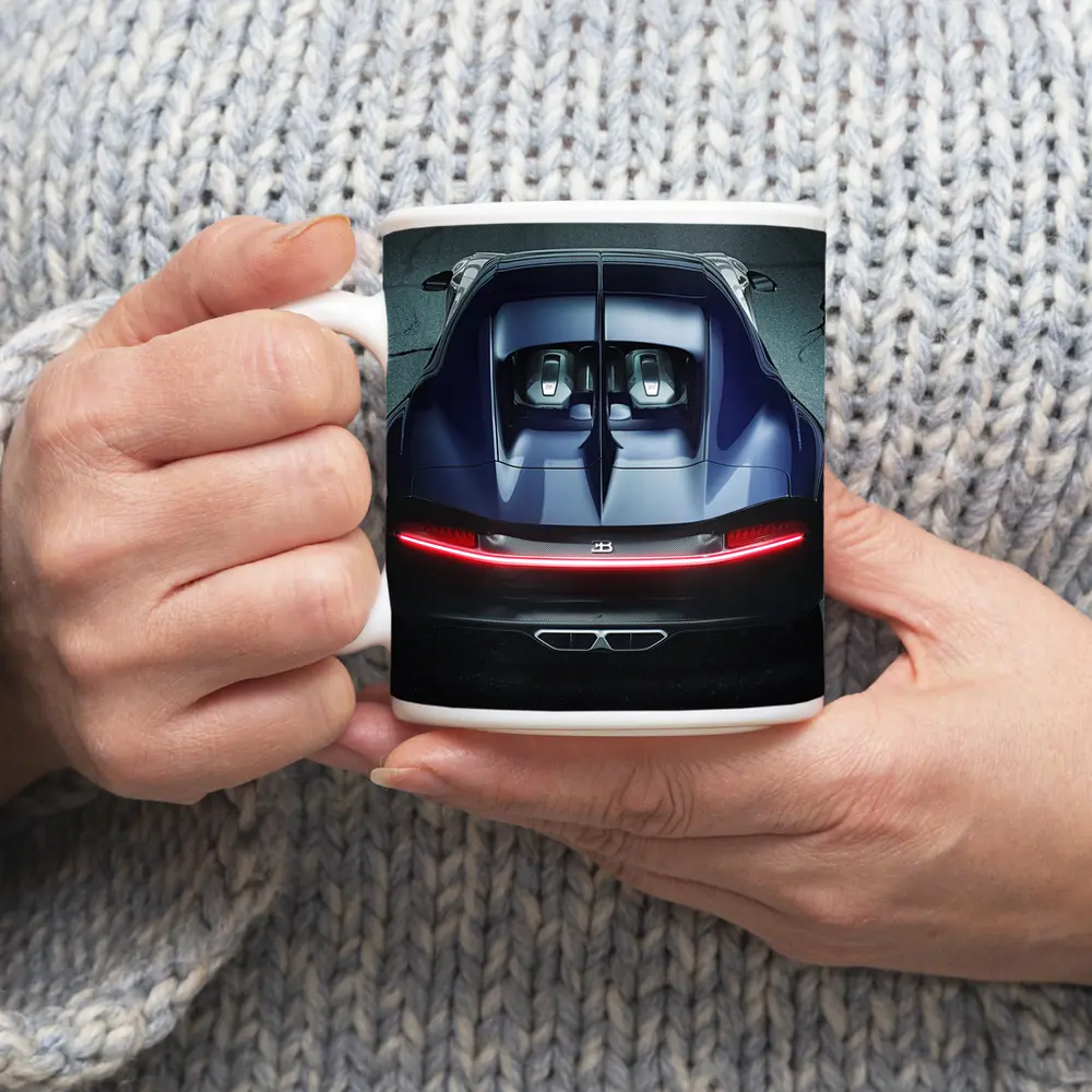 Bugatti Chiron Rear View Dark Asphalt – Mugs