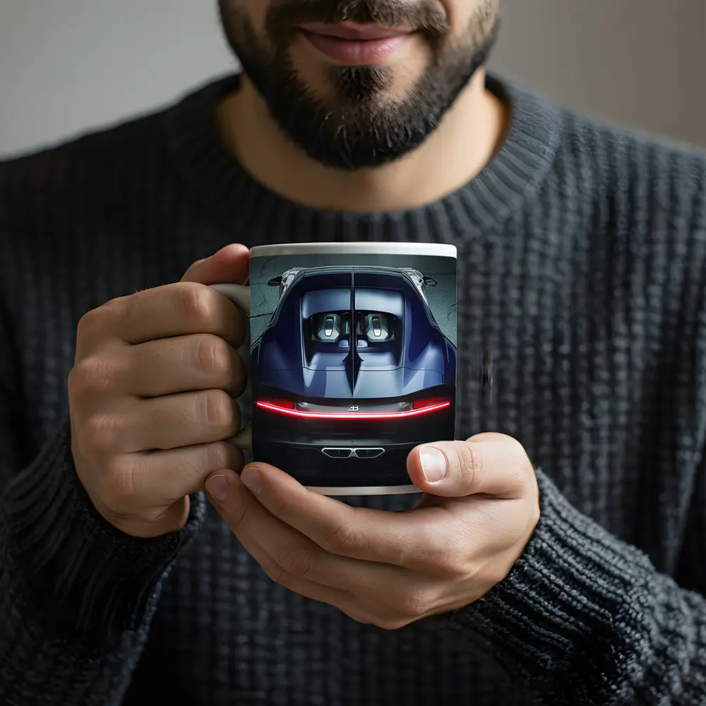 Bugatti Chiron Rear View Dark Asphalt – Mugs