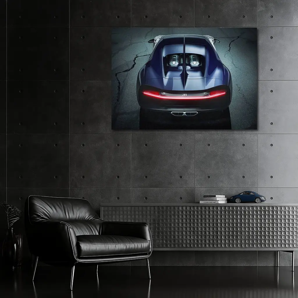 Bugatti Chiron Rear View Dark Asphalt – Wall Art
