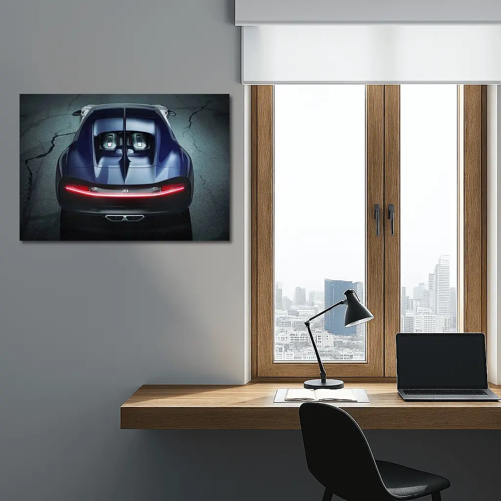 Bugatti Chiron Rear View Dark Asphalt – Wall Art