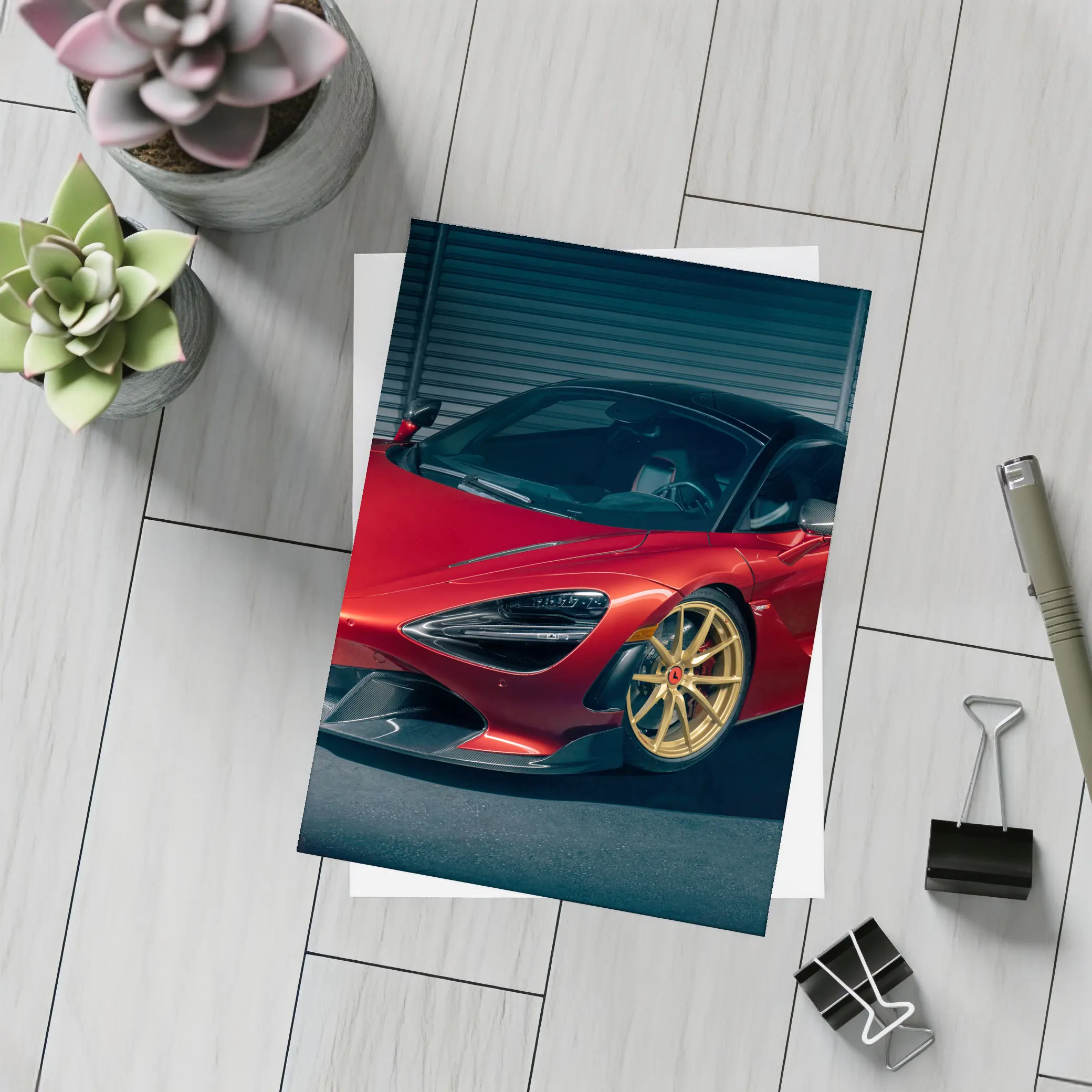 McLaren 720S Red Gold Wheels Garage – Postcards