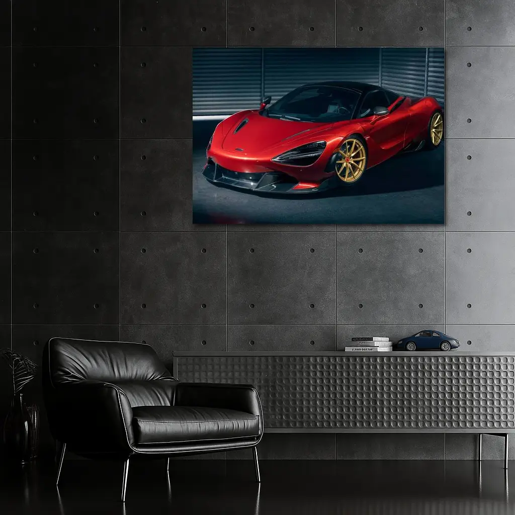 McLaren 720S Red Gold Wheels Garage – Wall Art