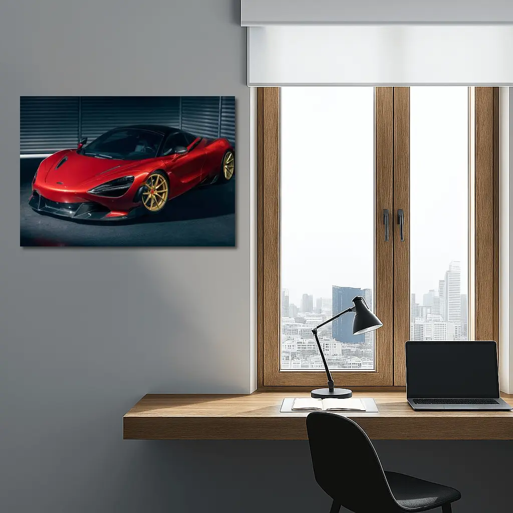 McLaren 720S Red Gold Wheels Garage – Wall Art
