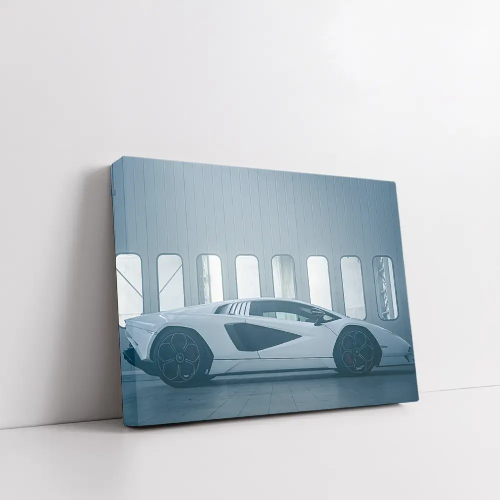 Lamborghini Countach White Indoor Studio Side – Wall Art
