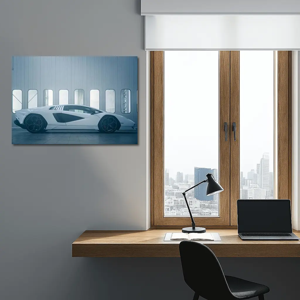 Lamborghini Countach White Indoor Studio Side – Wall Art