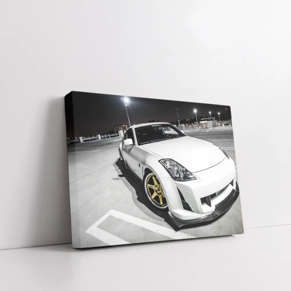 Nissan 350Z White Modified Night Parking Lot – Wall Art