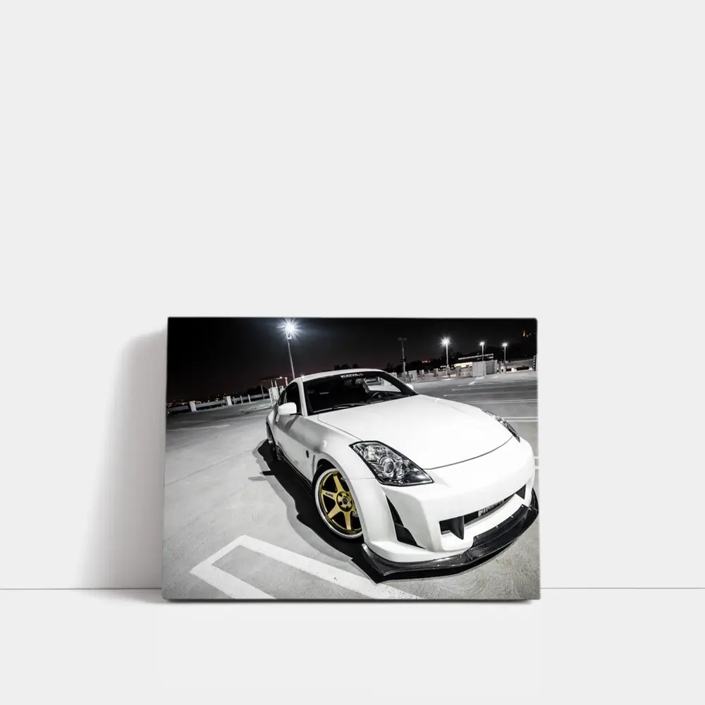 Nissan 350Z White Modified Night Parking Lot – Wall Art