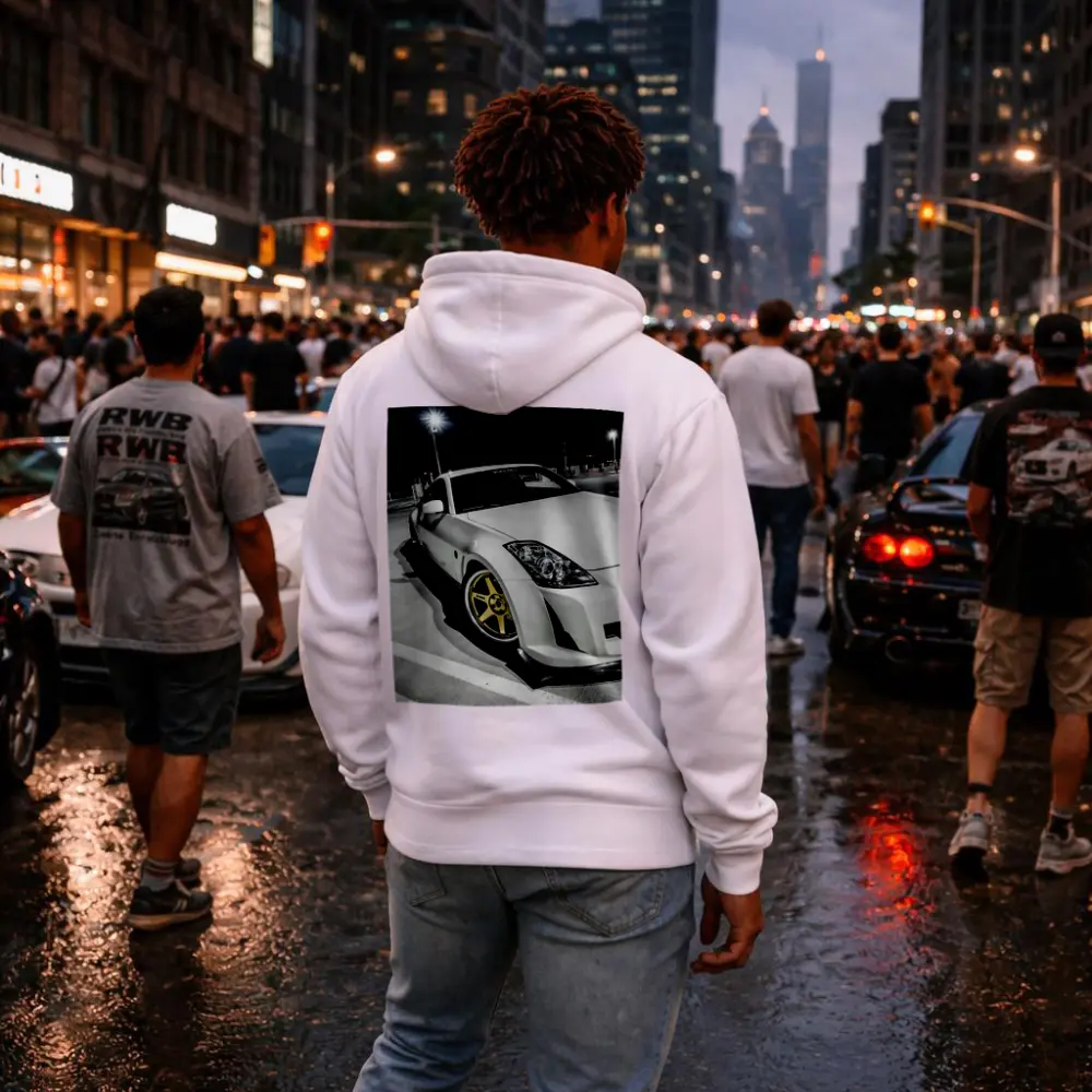 Nissan 350Z White Modified Night Parking Lot – Hoodies