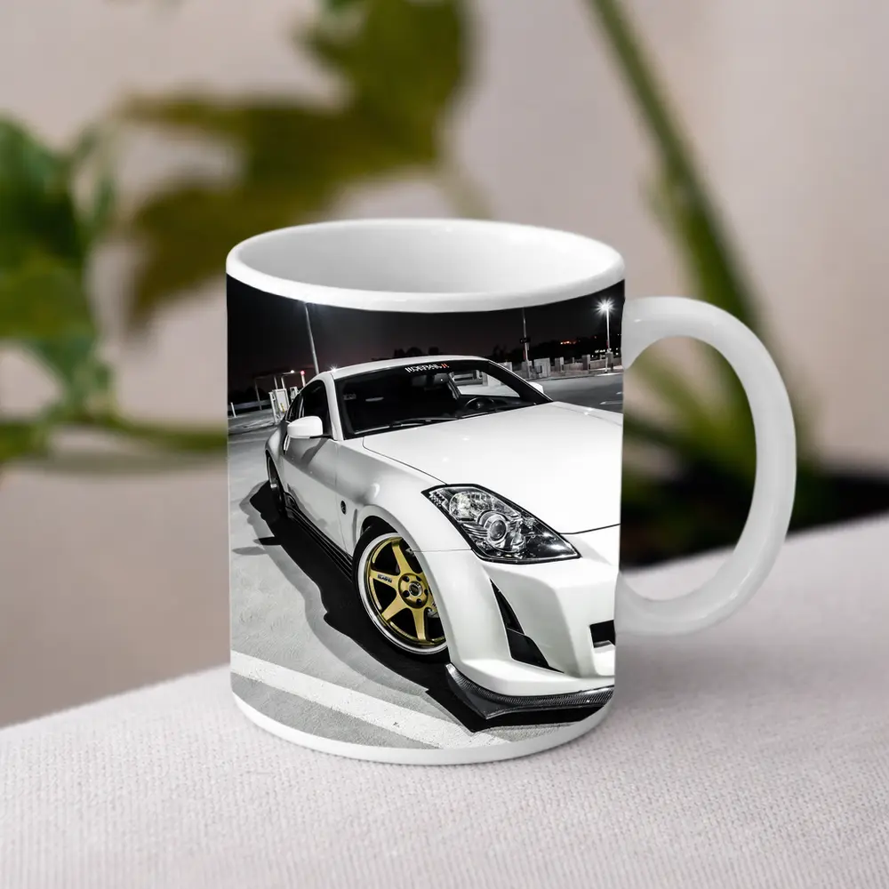 Nissan 350Z White Modified Night Parking Lot – Mugs