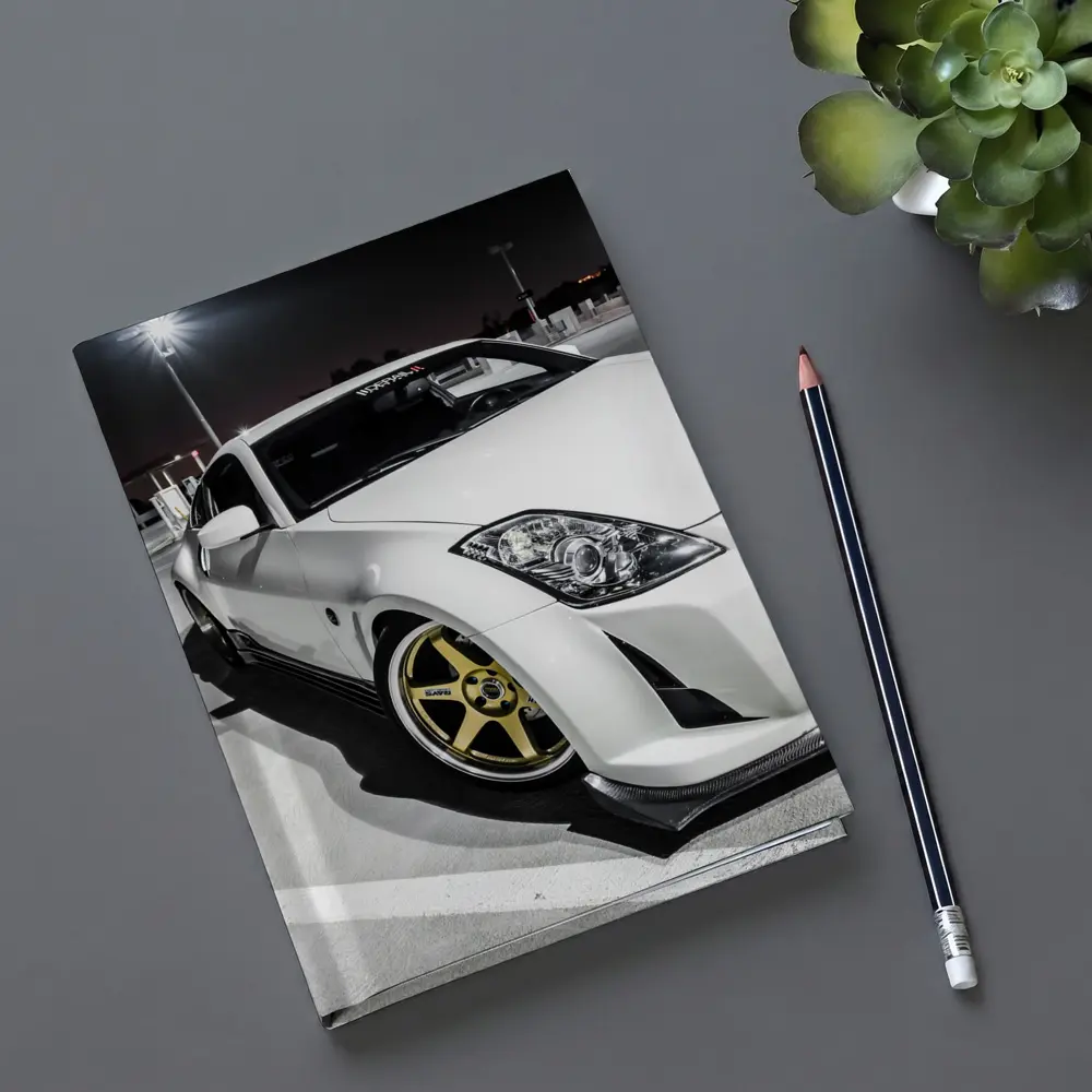 Nissan 350Z White Modified Night Parking Lot – Notebooks