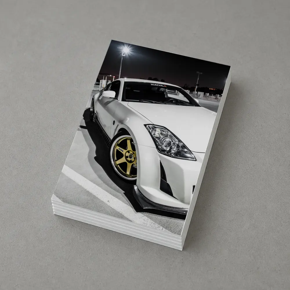 Nissan 350Z White Modified Night Parking Lot – Postcards