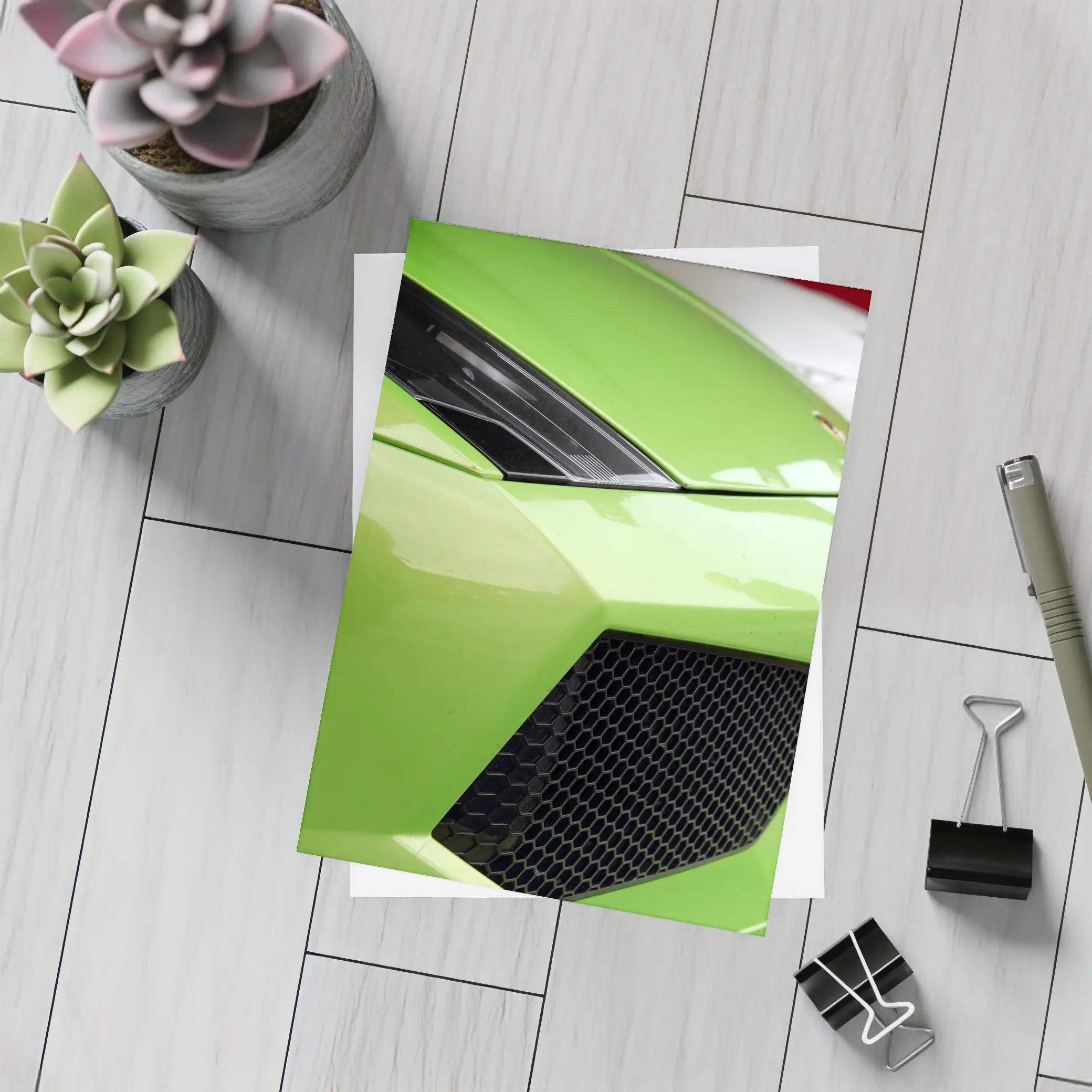 Lamborghini Gallardo Green Front Close Up – Postcards