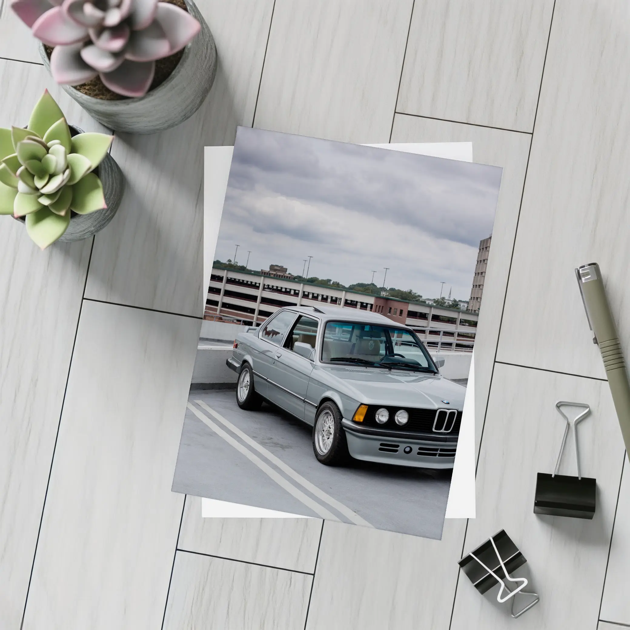 BMW E21 3 Series Rooftop Parking Gray – Postcards