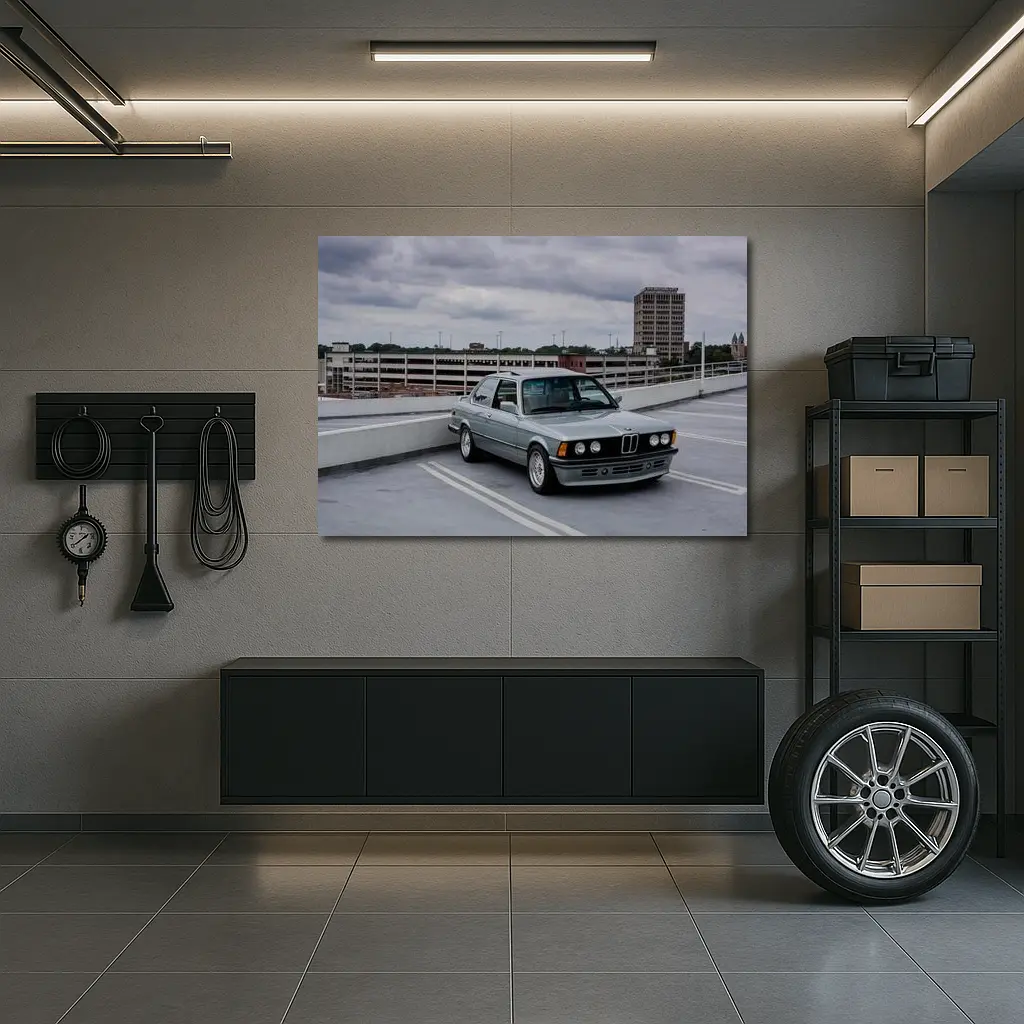 BMW E21 3 Series Rooftop Parking Gray – Wall Art