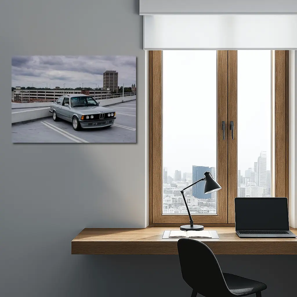 BMW E21 3 Series Rooftop Parking Gray – Wall Art